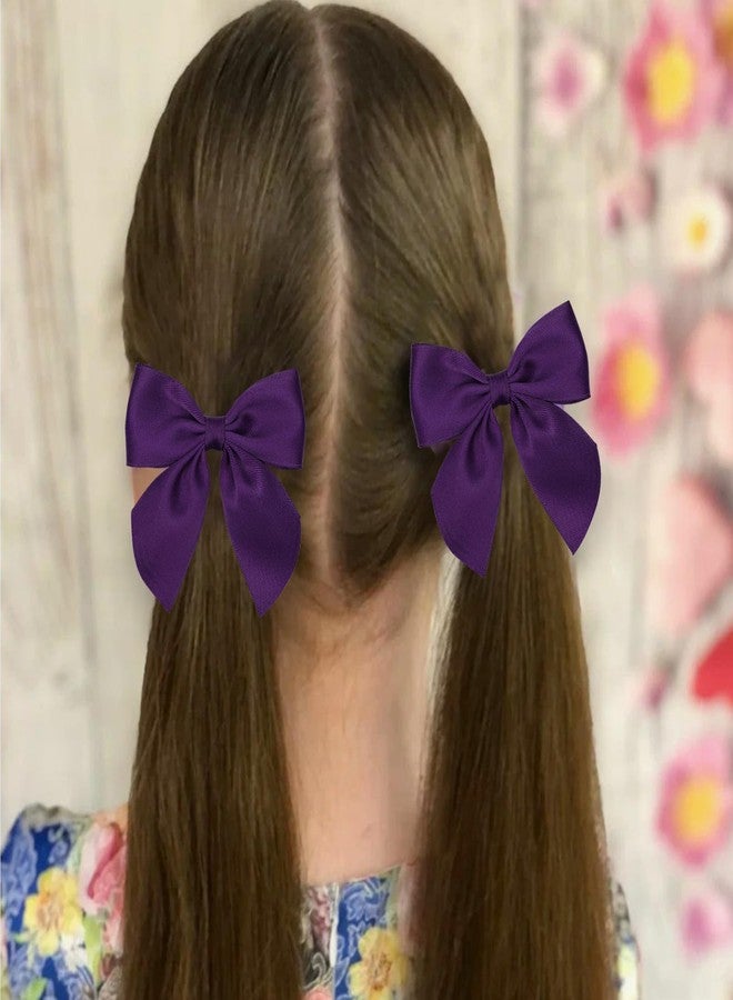 Zolyco 3.5 Inch Cheer Bow Clips for Women Girls Thick Ribbon Boutique Alligator Clips with Tails Hair Accessories for Older Kids Children Young Girls 2 Pcs (Deep Purple) - Image 2
